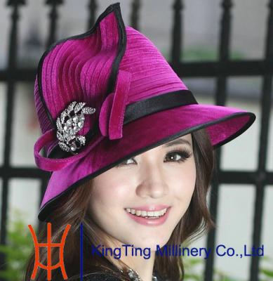 China Fancy Sinamay fedora velvet top hat with bowknot , customized for sale