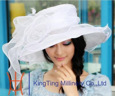 China Handmade breathable Sinamay Organza Womens church hats for t - show for sale