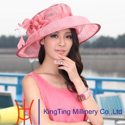 China Ladies Sinamay Hats / straw hat with Nice Unique Feather Decoration for sale