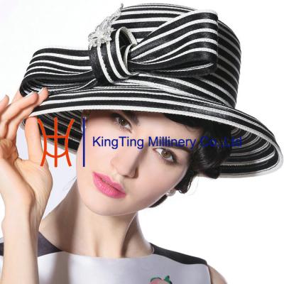 China Customized Womens Church Hats White And Black ,  Nice Church Fabric Hat for sale