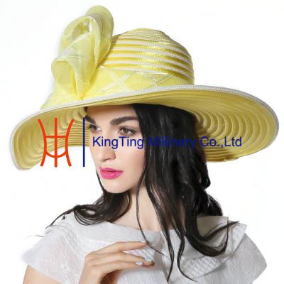 China Spring Womens Church Hats Customized  Yellow  Fabric Fashion for Party for sale