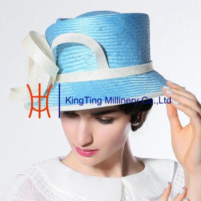 China Ribbon Decorated Ladies Straw Hat , Fedora Style Hats Summer / Autumn for sale