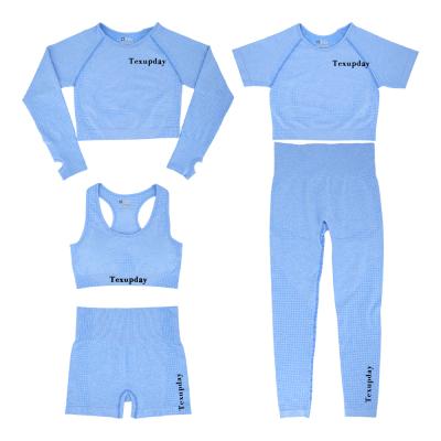 China Breathable Yoga Suit 5 Pieces For Womens Workout Sports Invest Shorts Bra Pants Shirts Apparel Clothes Yoga Sets for sale