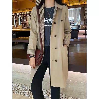 China Factory Directly Supply Double Breasted Jackets Camel Color Gap Coat Breathable Classic Windbreaker Women Long Simply for sale