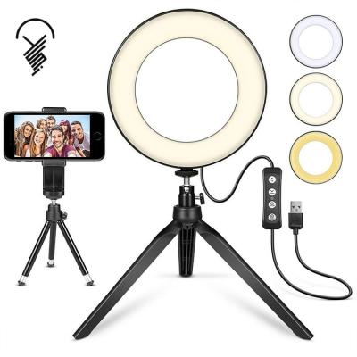 China Hot Selling Dimmable Led Ring Light With Tripod Selfie Ring Fill Light For Phone Laptop 10inch for sale