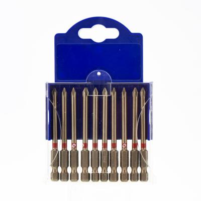 China High Quality Plastic Various Impact Torque Magnetic Tool 75mm*10pc Screwdriver Bits For Electrical Groups for sale