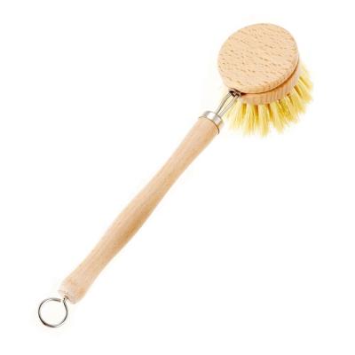 China ESD Sustainable Natural Wooden Handle Dish Long Pot Scrub Brush For Kitchen Cleaning for sale