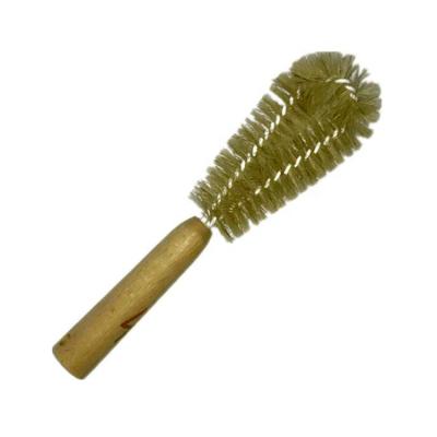 China ESD Viable Short Handle Boar Hair Curve Wooden Cup And Bottle Cleaner Brush for sale