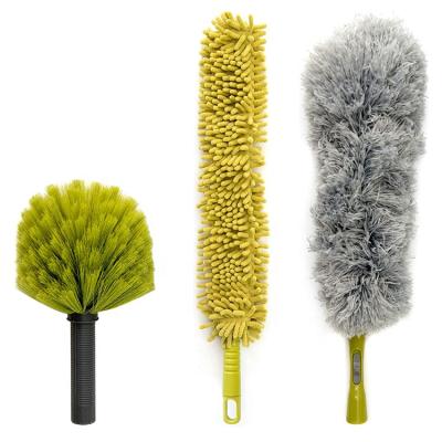 China Household Ceiling Cleaning Kit Microfiber Duster Chenille Cloth Cobweb Brush for sale