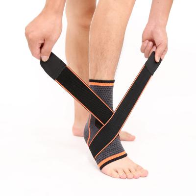 China Adult Adjustable Sport Ankle Wrap Ankle Compression Sleeve Foot Brace For Soccer Volleyball Running Ankle Support for sale