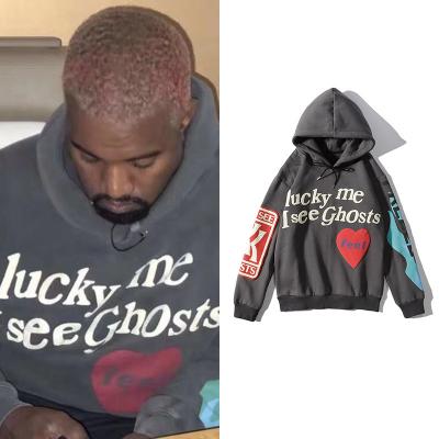 China Anti-pilling men's hoodies spot women's hoodie new Kanye graffiti letter printing plus thick velor men and women hot sale hoodie for sale