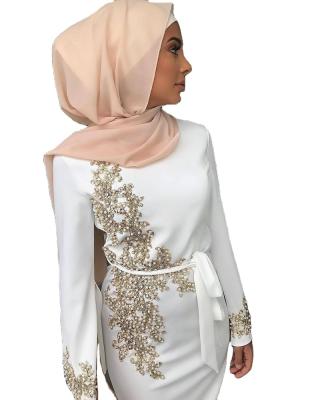 China 2021Muslim Anti-Static Kaftan Hijab Dress Long Jilbab Dubai Arab Turkish Muslim Women Islamic Dresses Plain Latest Designs White Color for sale