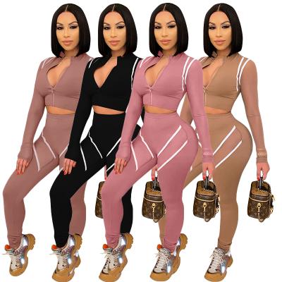 China Breathable Ladies Autumn 2 Piece Women Tracksuit Set Patchwork Sportswear Women Two Piece Set for sale