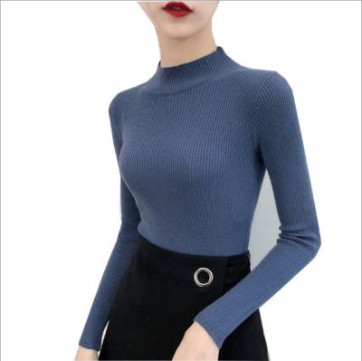 China New Anti-wrinkle Sheer Long Sleeve Turtle Neck Soft Half Tops Women Pullovers Sweater for sale