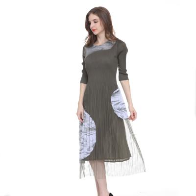 China Women Breathable Sun Dress Large Lady Cute Midi Patch Mesh Dress Dots Patches Hem Straight Sundress for sale