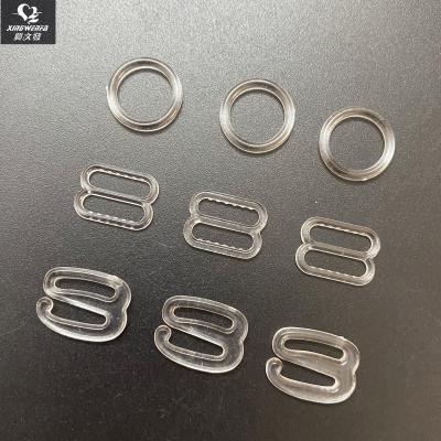 China Good Quality 10mm Clear Plastic Hook Buckle Transparent Clear Plastic Ring Slider And Hook for sale