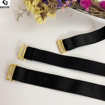 China Underwear Good Quality 15mm Matte Black Nylon Elastic Bra Strap for sale