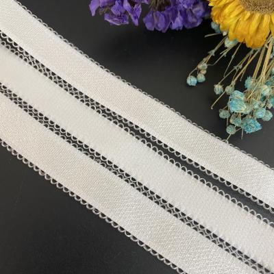 China Underwear 12mm Good Quality Polyamide Lace Floral Edge Nylon Elastic Bra Strap for sale