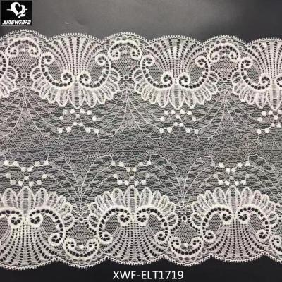 China Underwear 19CM Embroidery Elastic Lace Trim Wide Stretch Lace Trim for sale