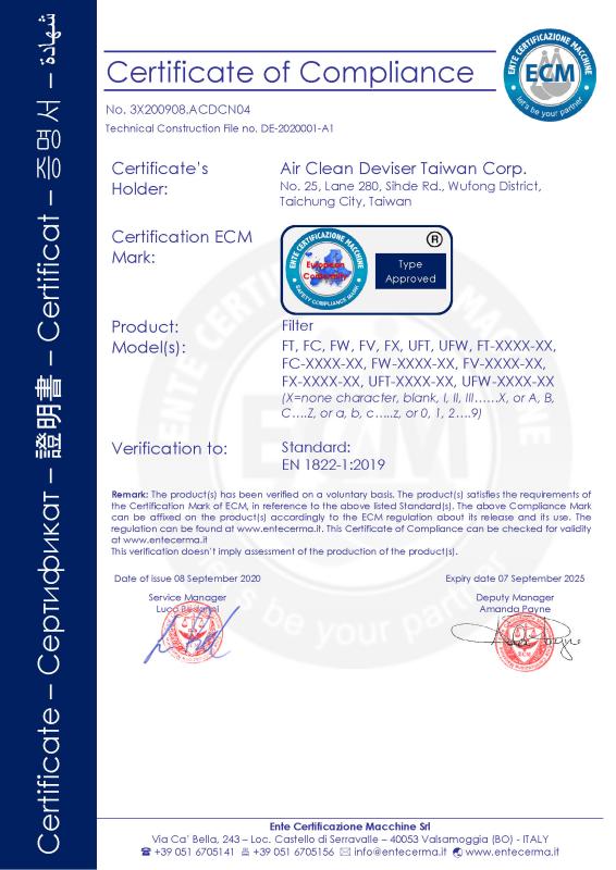 CE - AIR CLEAN DEVISER TAIWAN CORP.