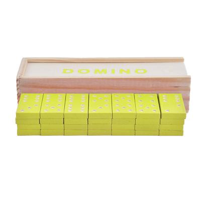 China Small Classic Mini Wooden Building Blocks Dominoes Chess Board Game Wooden Dominoes for sale