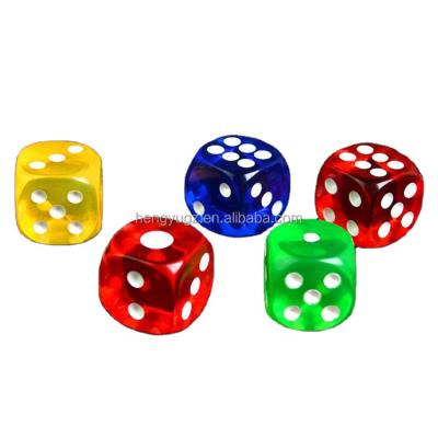 China Casino Playing 16mm Poker Dice High End Acrylic Bulk Casino Dots Transparent Dice 16mm Poker Dice for sale