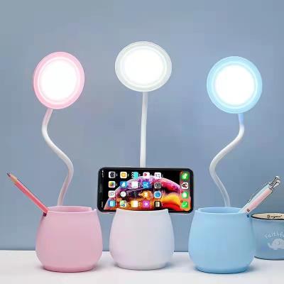 China Modern flexible LED adjustment table lamp desk eye protection USB charging night light button switch console lamp pen holder for sale