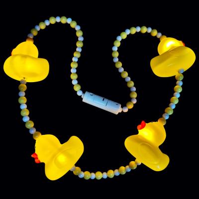 China Christmas Party Decoration LED Light Bead Necklace Yellow Duck Flashing Necklace For Festival Gift for sale