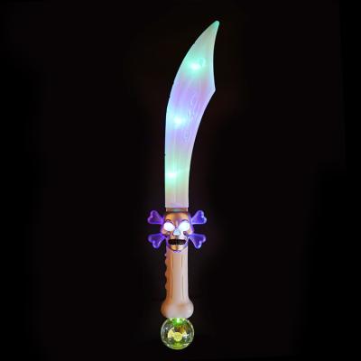 China Kids Toys Light Up Sword Pirate Flashing Sword with Skull and Crystal Ball Flashing Chrome Skull for Party for sale