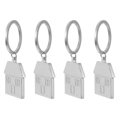 China New Design Fashion Metal House Shape Key Chain Creative Laser Engraved Logo Holder Keychain House Shaped Key for sale