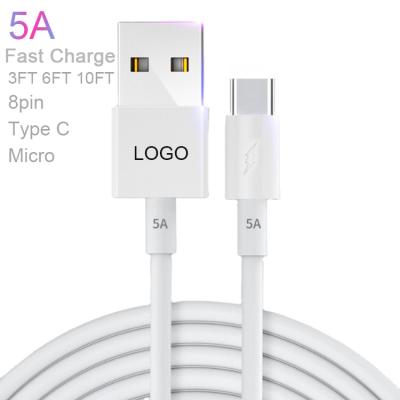 China Custom Logo MP3/MP4 player high quality 5a fast charge micro usb 3.0 type c to usb-c charging data cable for iPhone for sale