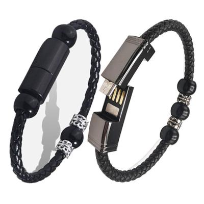 China Men and Women Portable Leather Wristband USB Cable for Apple Mobile Phone USB-C Charging Data for iPhone for sale