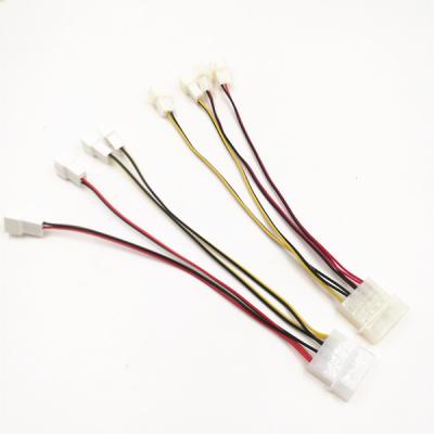 China Small Fan Power Supply SATA Power Extension Fan Cord Cable 4pin to 4pin*4 Splitter Fan Power Cable for sale