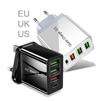 China New QC 3.0 Fast Charger Style Mobile Phone 36W EU USA R-U Charger For Left Type C Mobile Phone USB QC3.0 Multi PD Fast Charging for sale