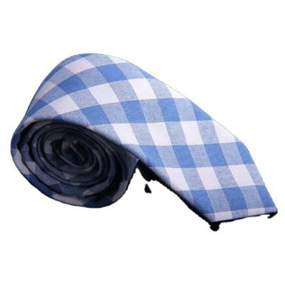 China Cotton Wholesale Blue Neck Tie Fashion Thin Tie For Party Men for sale