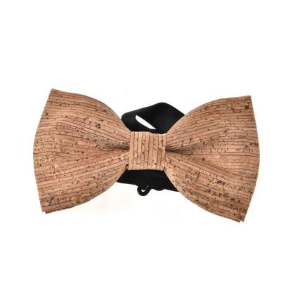 China Custom Good Quality Handcrafted Wooden Bow Tie Men's Cork Bow Tie New Design Dobby Top for sale