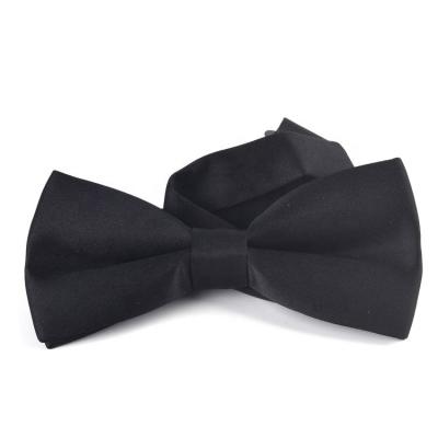 China Custom Dobby Factory Tuxedo Bow Tie With Polyester Plaid Black Bow Tie For Men for sale