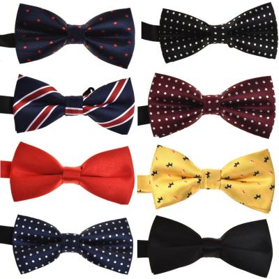 China High Quality Custom Printing Stylish Pre-Tied Men's Bowtie Set Wedding Polyester Bow Tie for Men for sale