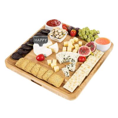 China Sustainable cheese and premium bulk wooden bamboo biscuits serving board for sale