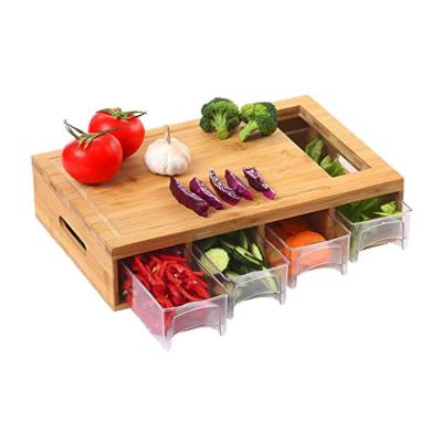 China Large Sustainable Bamboo Cutting Board Cutting Plates With Trays Draws for sale