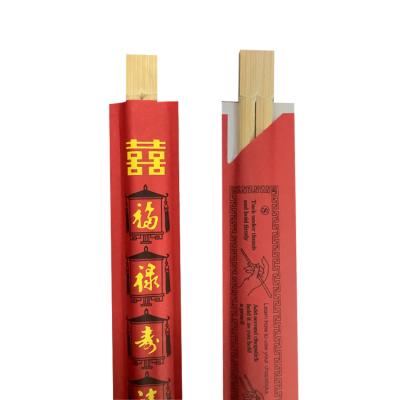 China Disposable Customized Printed Sleeves Bulk Biodegradable Round Disposable Bamboo Chopsticks Chopsticks for sale