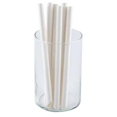 China Disposable White Color Sharp Cut Biodegradable Jumbo Smoothie Cocktail Paper Straw for sale