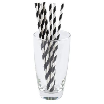 China Disposable Black Straight Shape Smoothie Strip Cocktail Paper Biodegradable Straw for sale