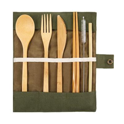 China Travel Sustainable Eco Friendly Utensil Reusable Bamboo Cutlery Set for sale