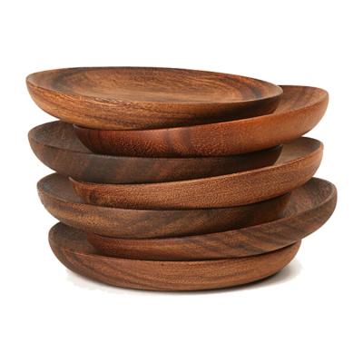 China Sustainable Natural Round Acacia Wood Kitchen Dish for Dinner for sale