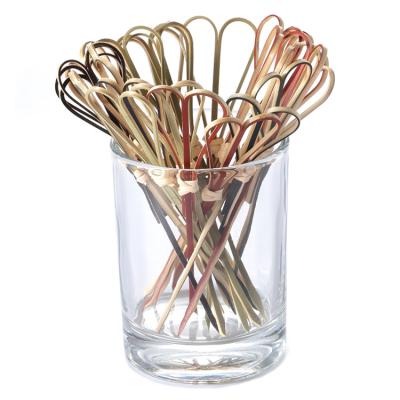 China Easily Cleaned Natural Red Black Biodegradable Bamboo Heart Pick For Cocktail And Aperitif for sale