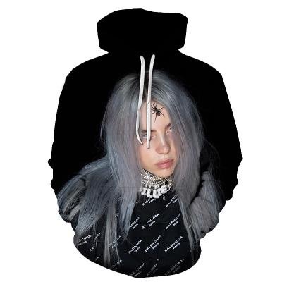 China European plus size QUICK DRY men and American singer Billie Eilish surrounding the same 3D color print hoodie for sale