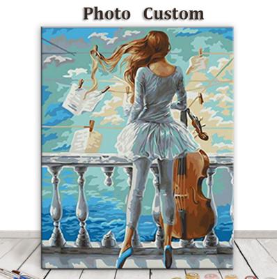 China Personalized Customization Drop Shipping New Design Wall Art Home Decoration DIY Seaside Girl Painting By Numbers Handmade Painting By Numbers Custom for sale