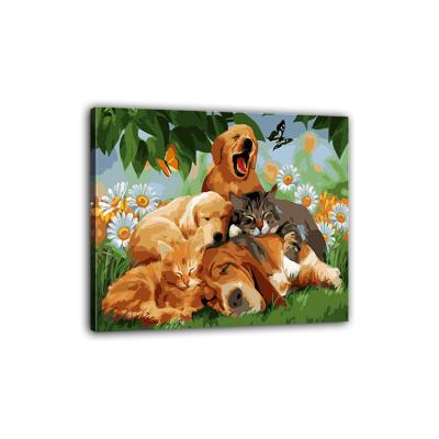 China Customization Factory Price Living Room Decor Dog Pattern Custom Painting By Numbers Set for sale