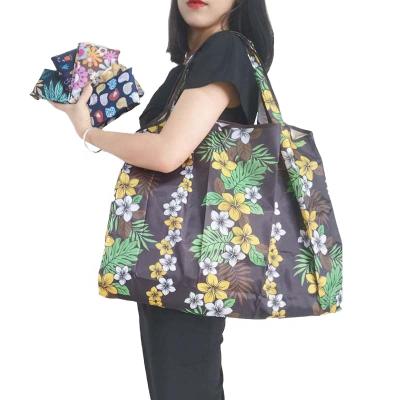 China Foldable Tote Bags With Custom Printed Reusable Large Shopping Bag Polyester Logo for sale